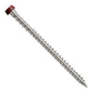 Metal screw with a red head on a white background