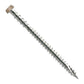 Metal screw with a tan head on a white background