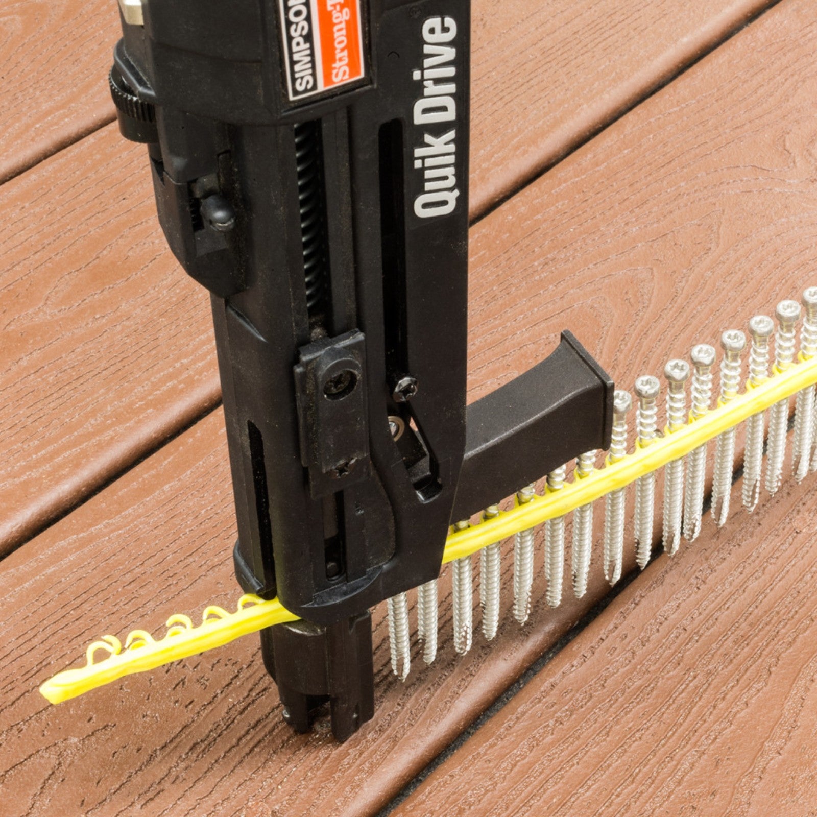 Simpson Strong-Tie DCU gray composite deck screw installation with project pro