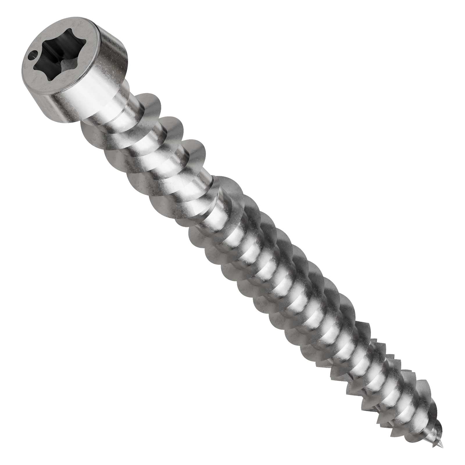 Metal screw on a white background