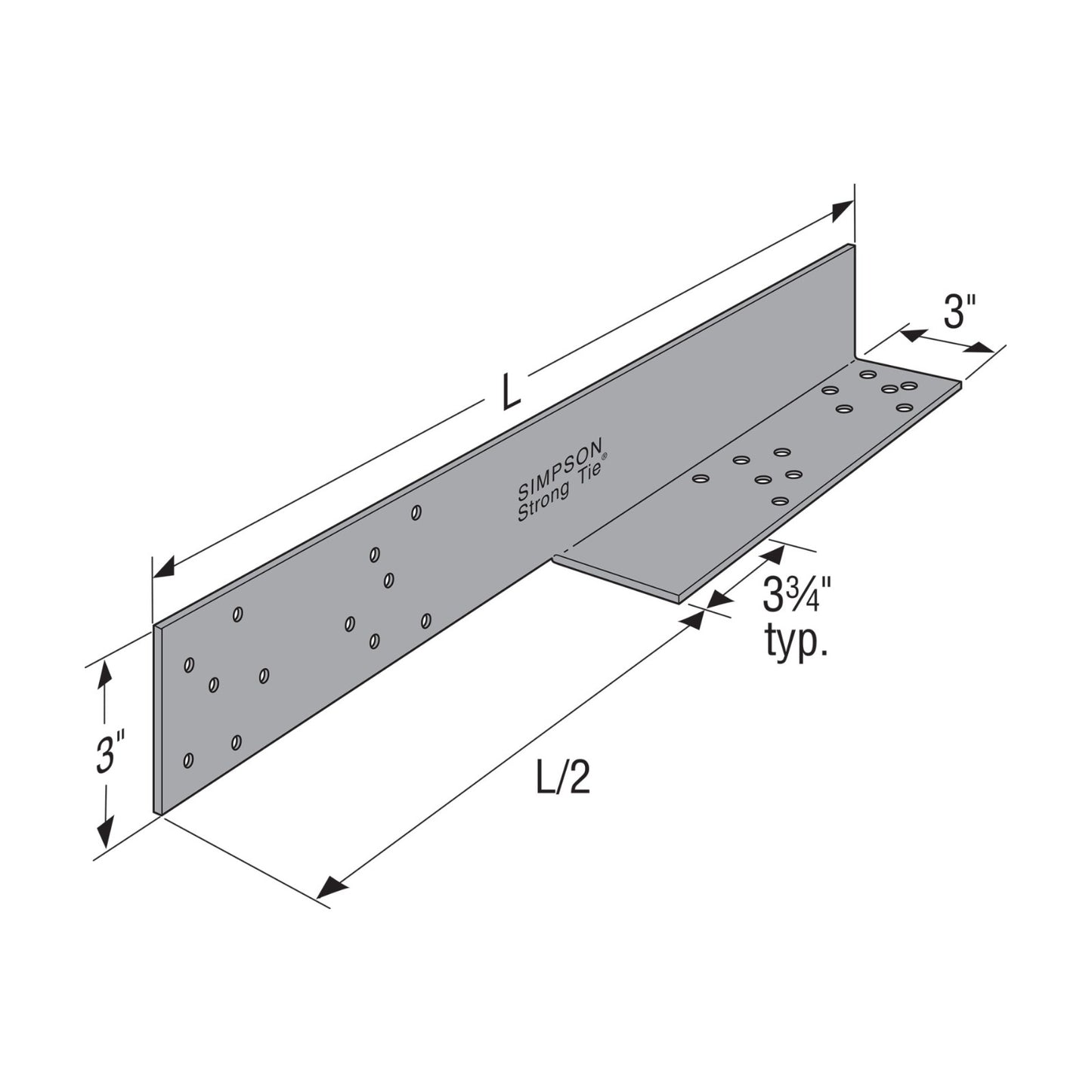 Simpson Strong-Tie Drag strut connector illustration with specs