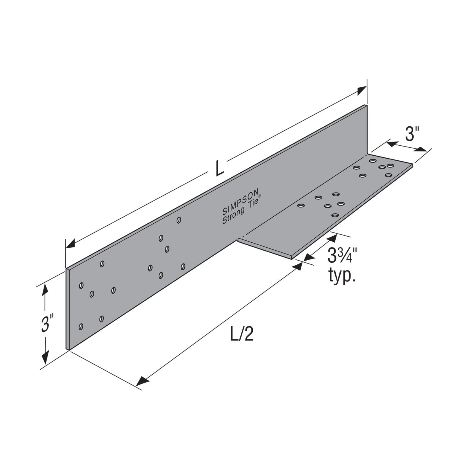 Simpson Strong-Tie Drag strut connector illustration with specs