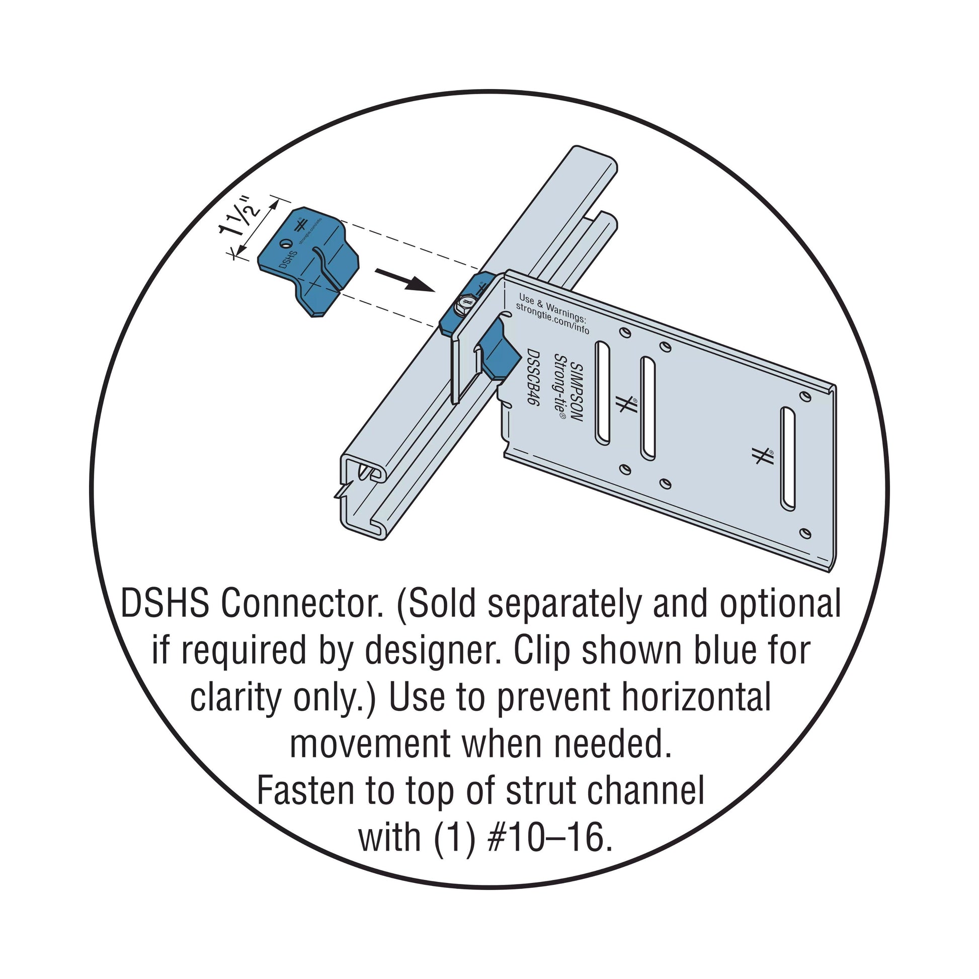 Simpson DSHS-R100 Drift Strut Horizontal Stop - G90 Galvanized, Pkg 100