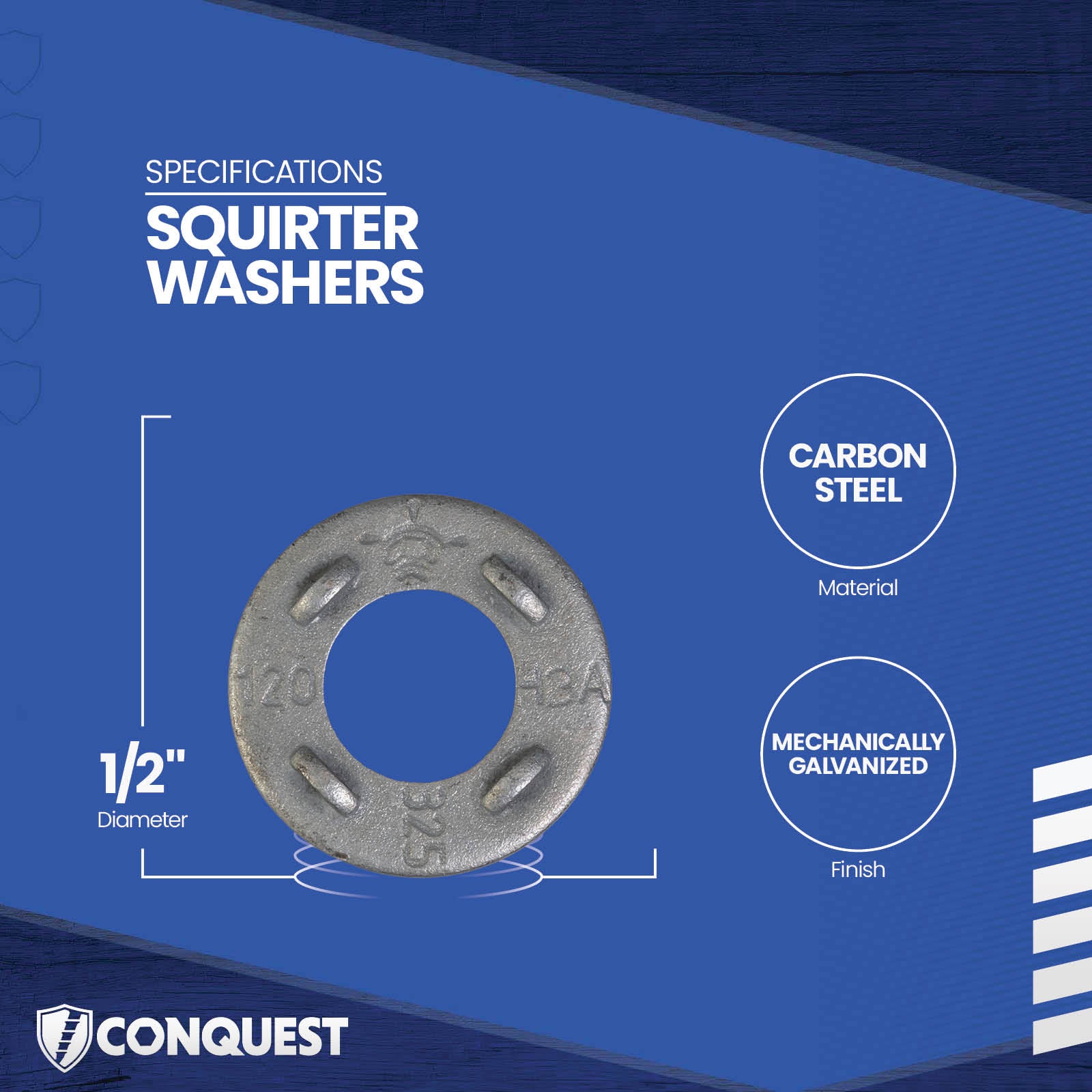 Squirter washer with specifications on a blue background