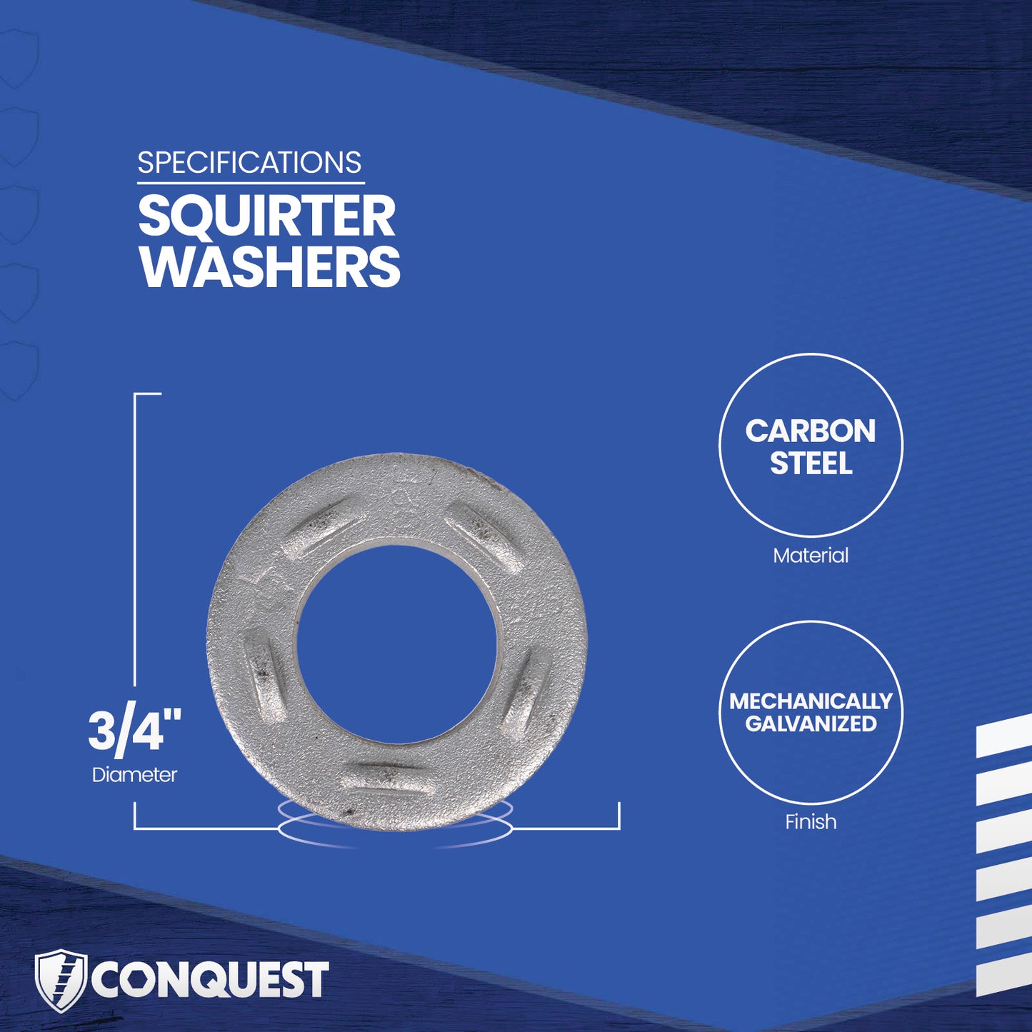 Squirter washer with specifications on a blue background