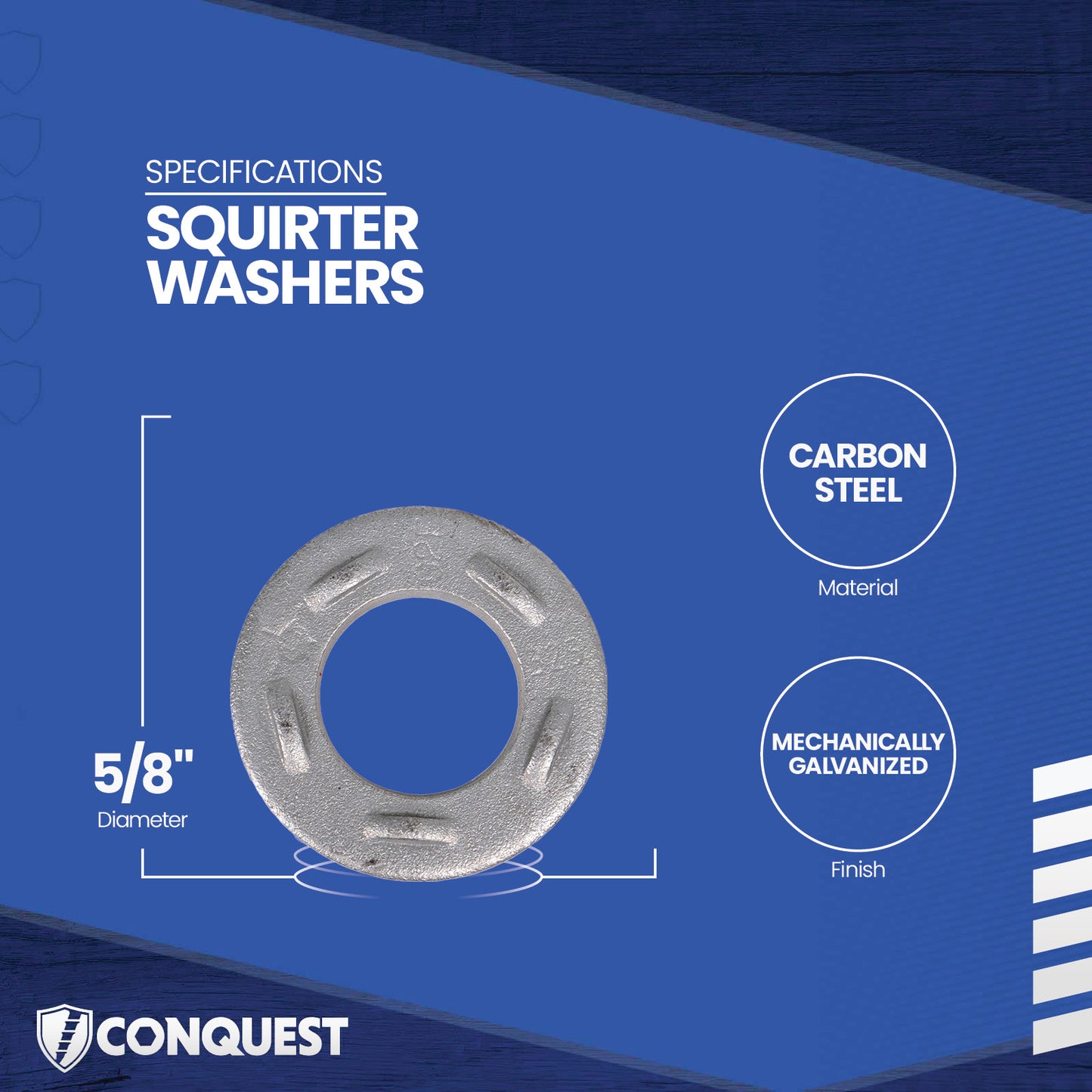 Squirter washer with specifications on a blue background