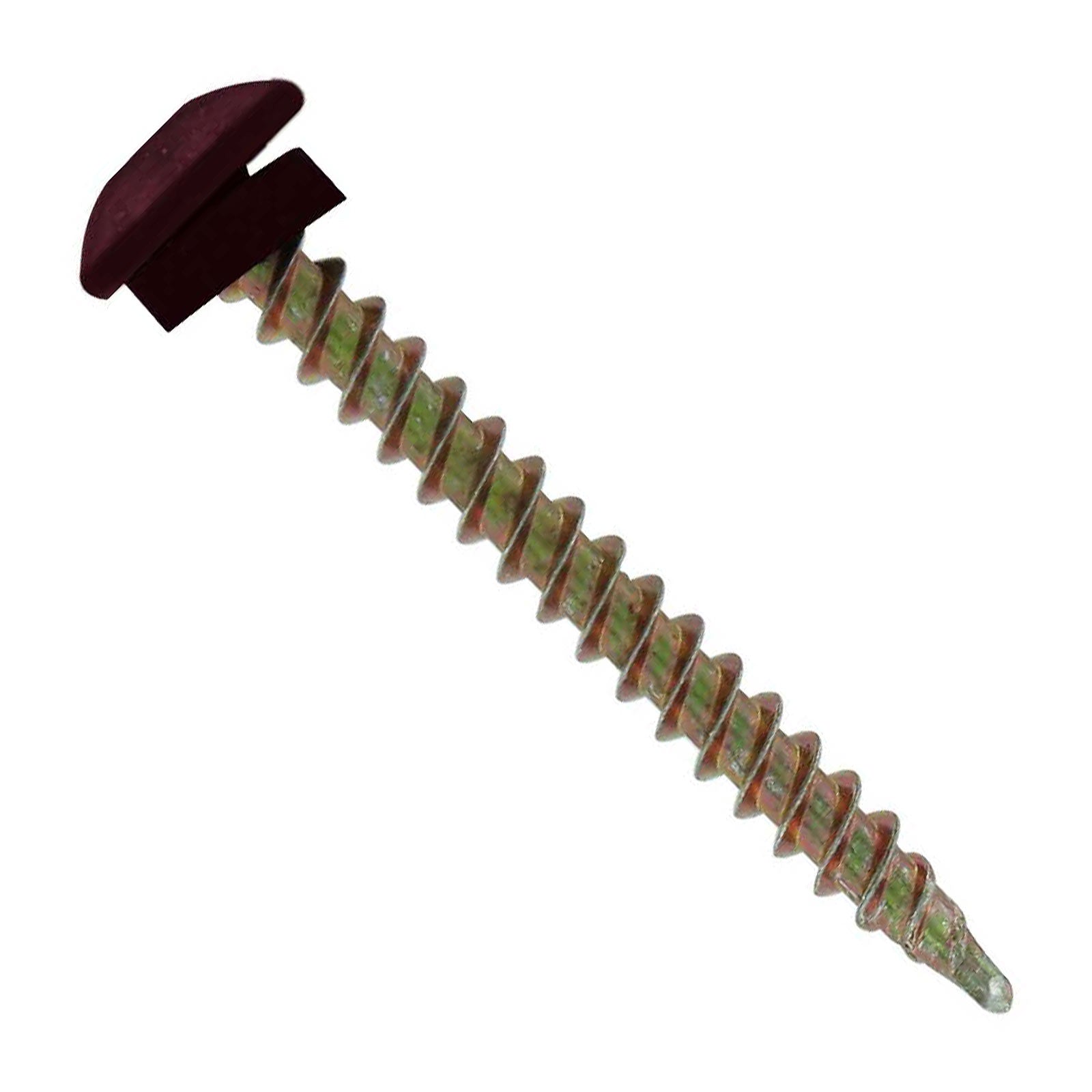 #10 x 2 inch Eclipse Woodbinder Metal Roofing Screw Burgundy Pkg 250