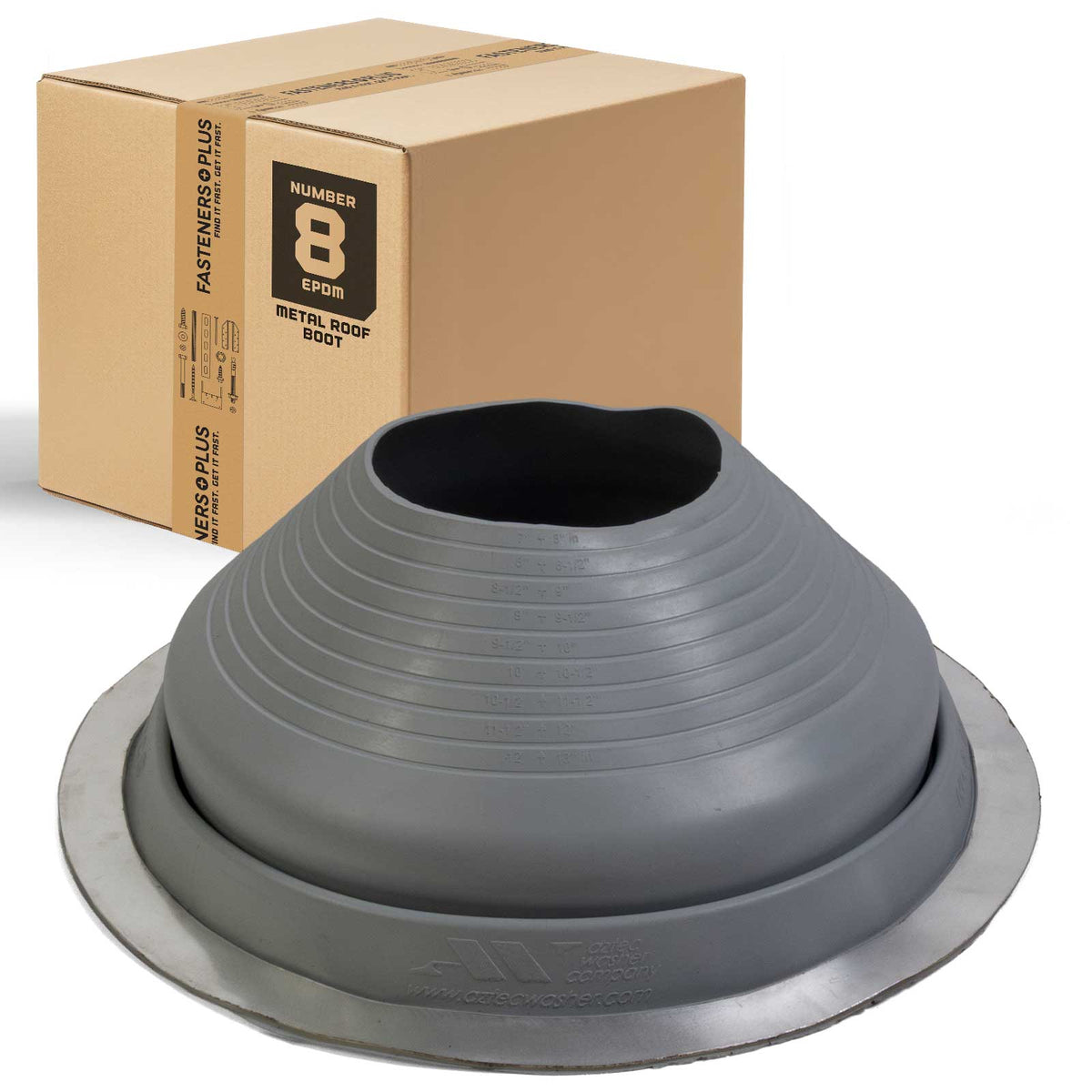 #8 Roofjack Round EPDM Pipe Flashing Boot for Metal Roof, Dark Gray