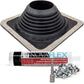 #8 Square EPDM Metal Roof Pipe Boot w/Install Kit, Black