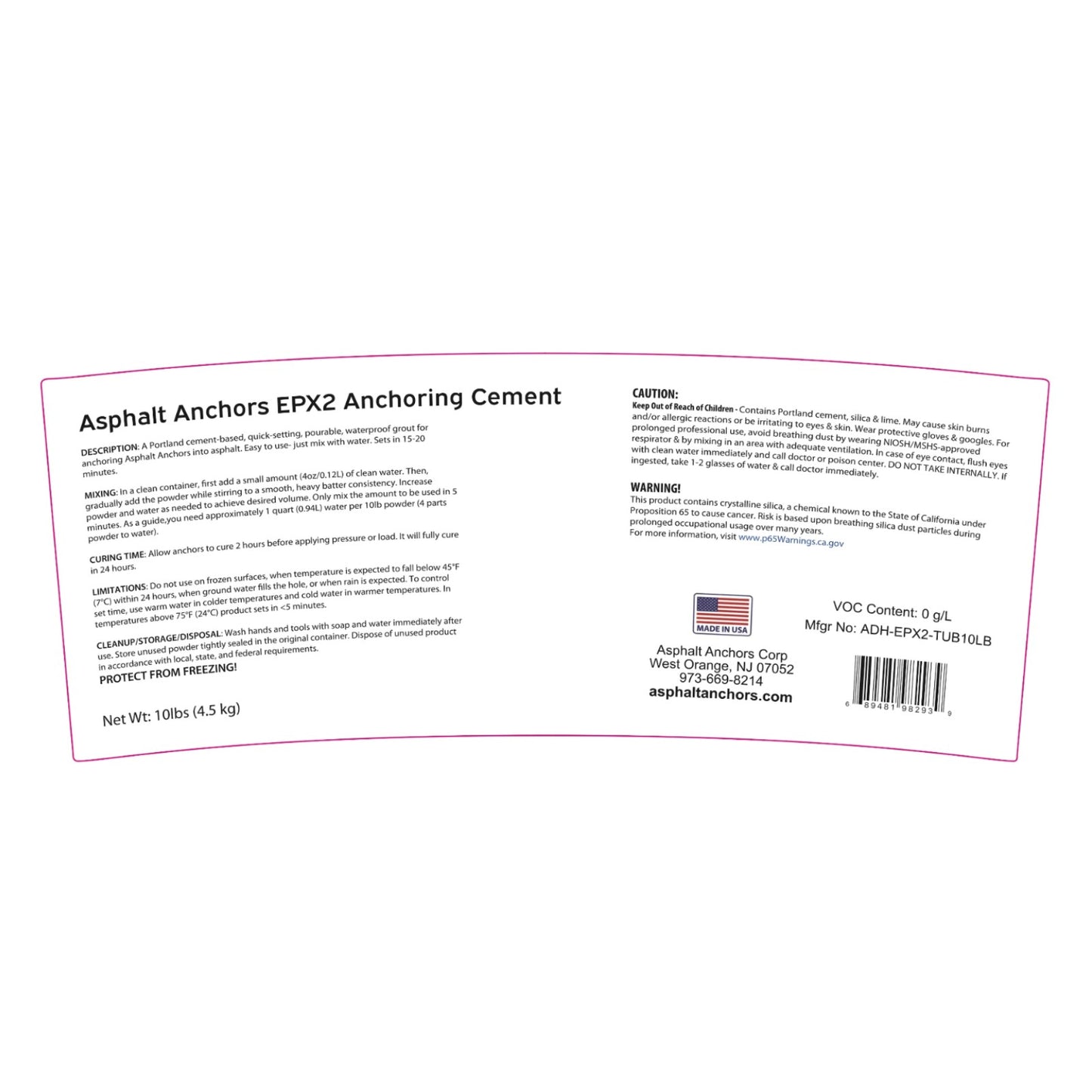 Bolthold ADH-EPX2-TUB10LB Anchoring Grout - Qty. 10 Lb.