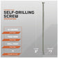 Self-drilling screw with specifications on a gray background