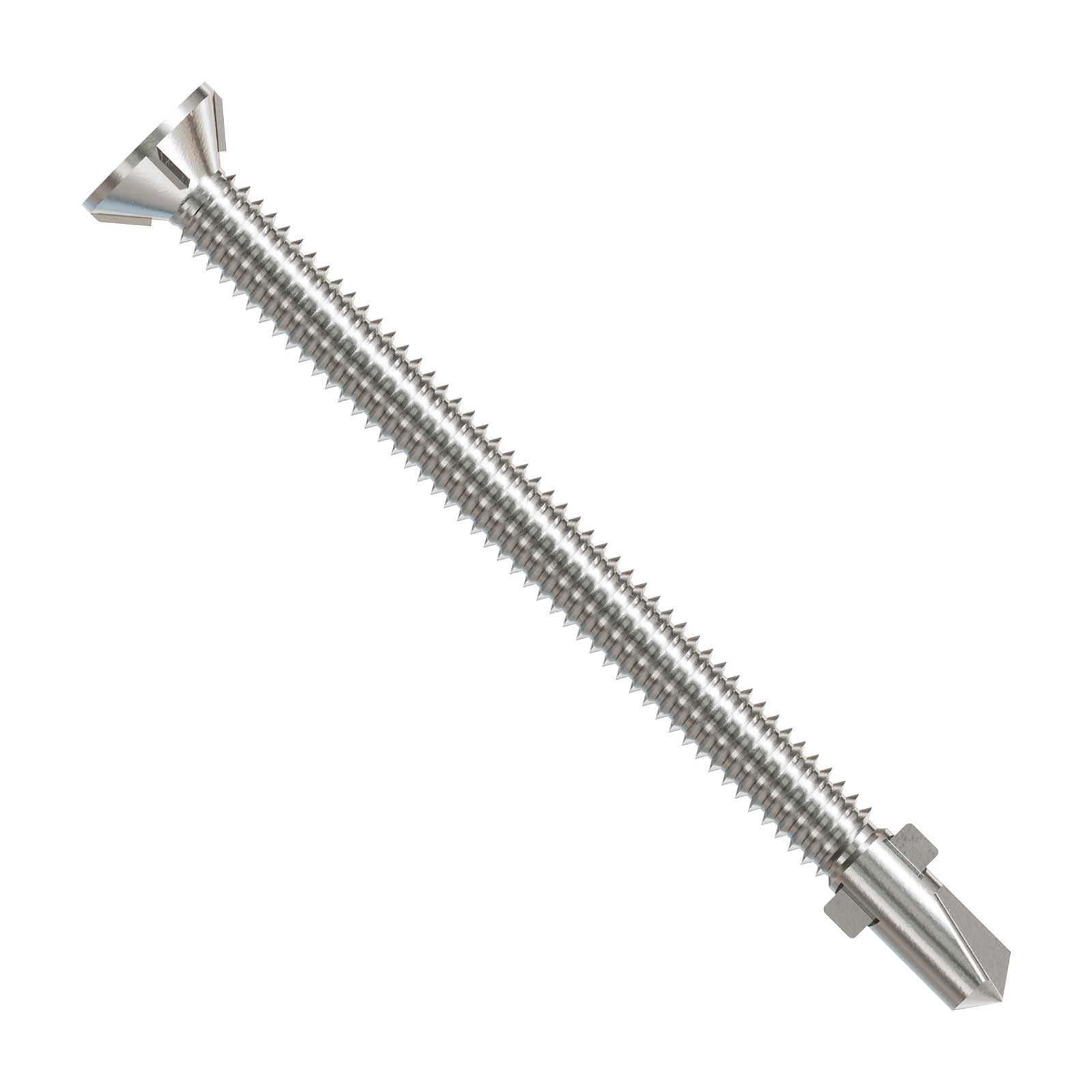 #14 x 3-1/4" Self-Drilling Flat Head Screw with Wings - 410 Stainless Steel