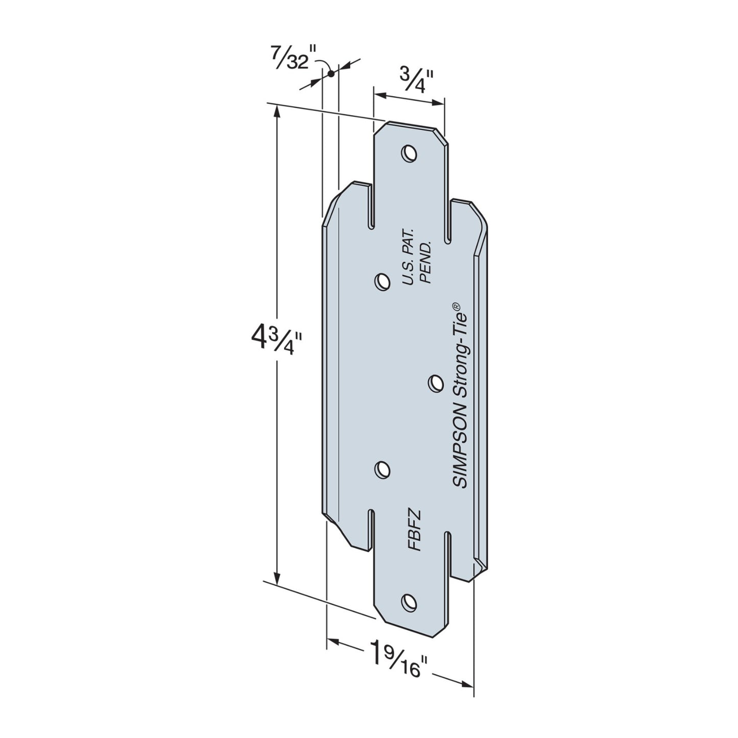 Simpson Strong-Tie FBFZ Fence bracket specifications illustration