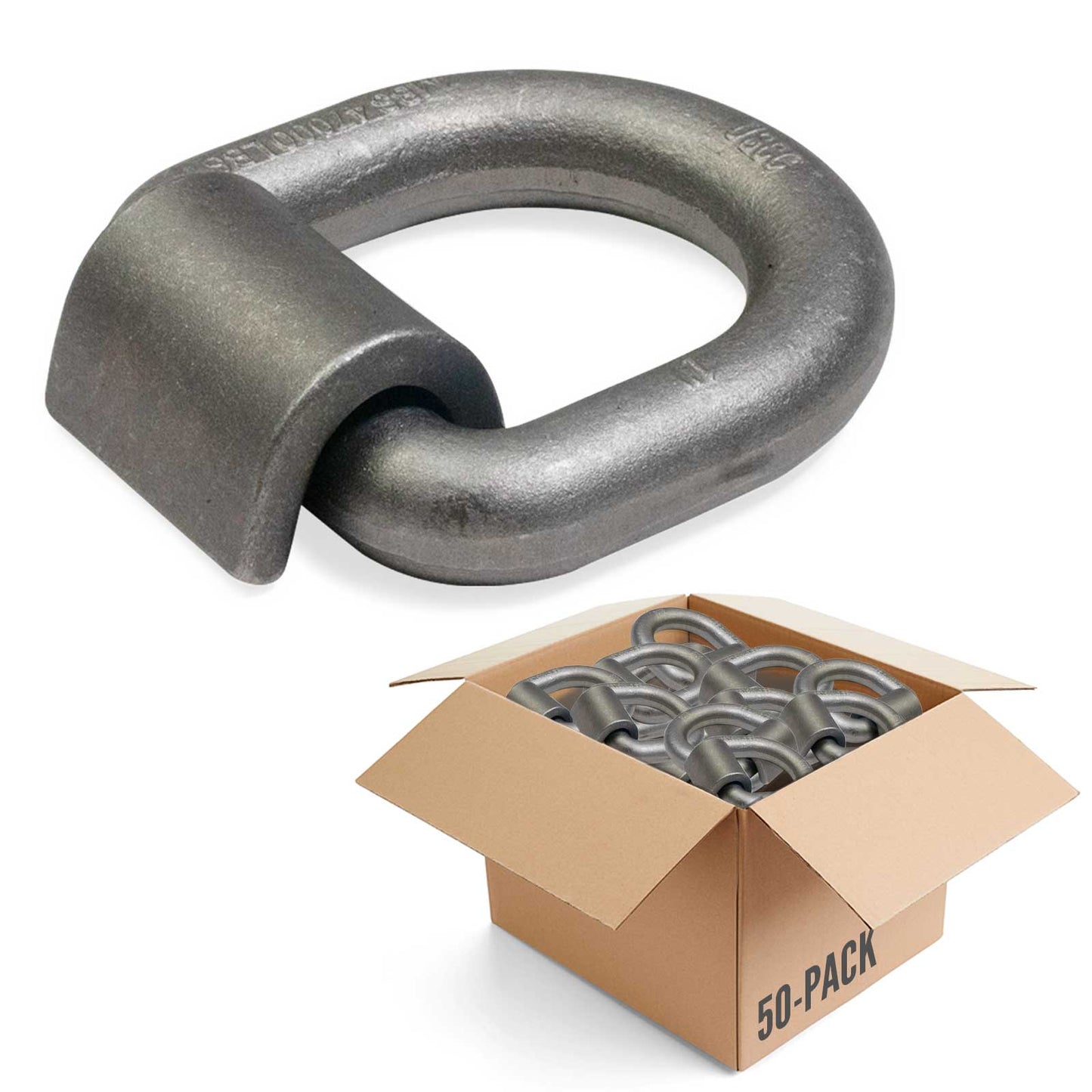 1" Weldable D-Ring with Mounting Clip - 47,000 lbs. BS | 50-Pack