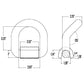 1" Bent Weldable D-Ring with Mounting Clip - 47,600 lbs. BS