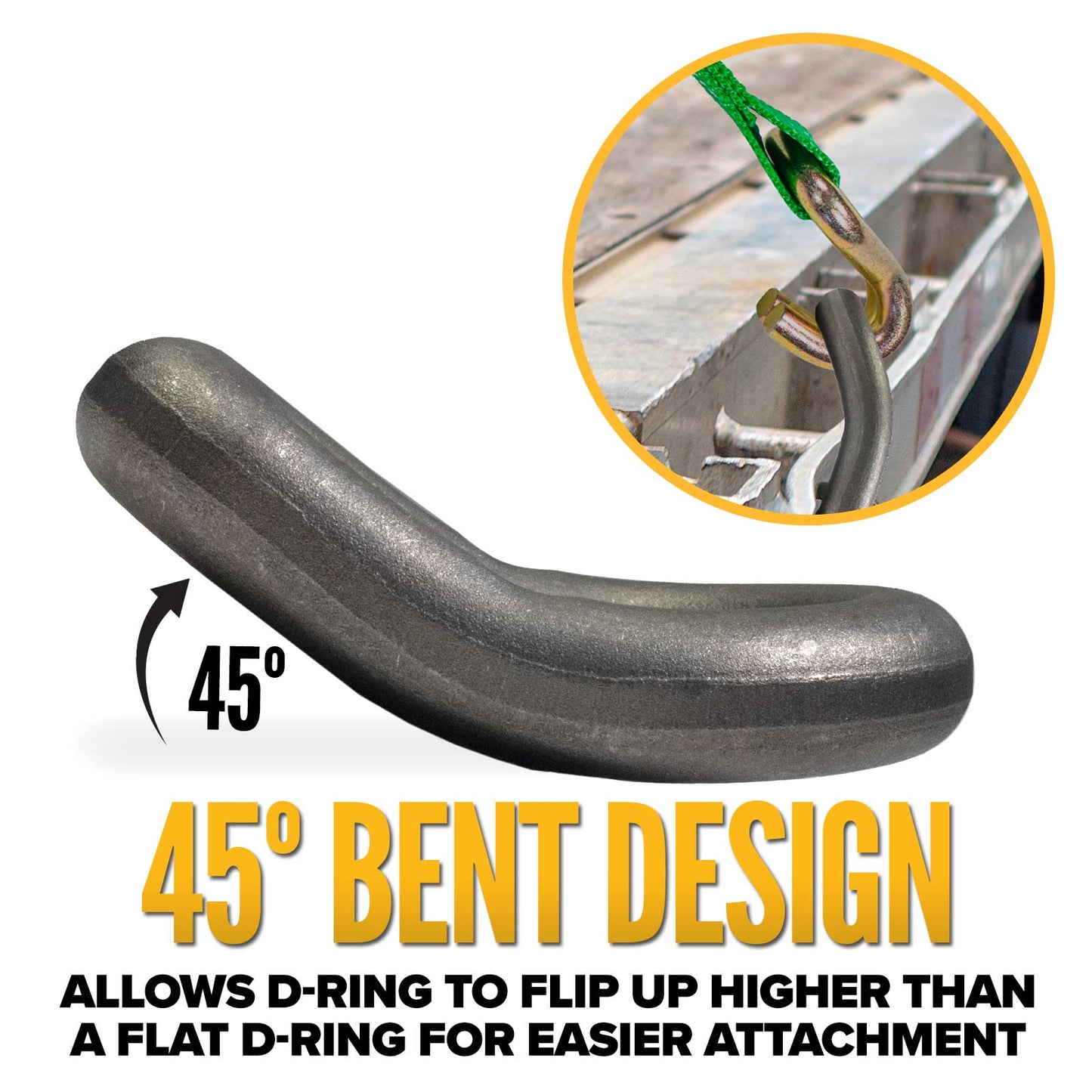 1" Bent Weldable D-Ring - 46,750 lbs. BS | 10-Pack