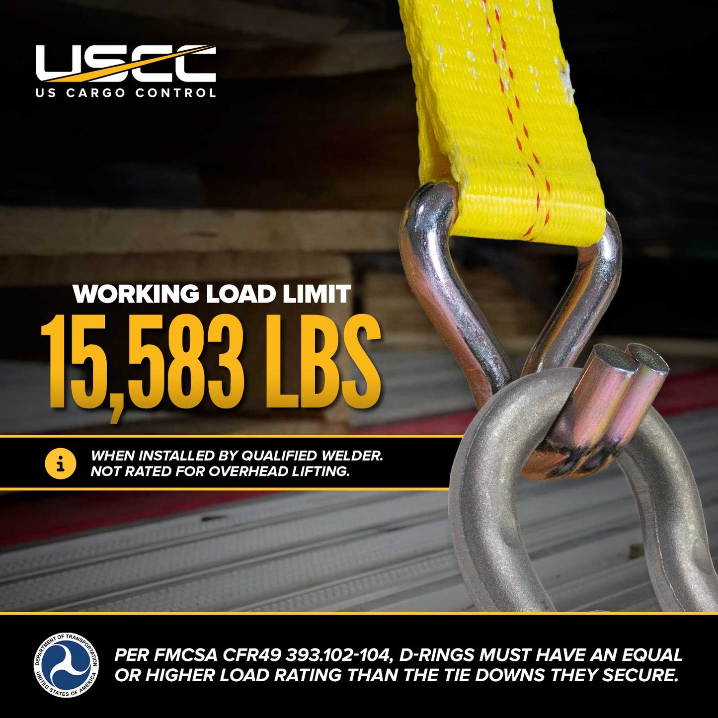 1" Bent Weldable D-Ring - 46,750 lbs. BS | 50-Pack
