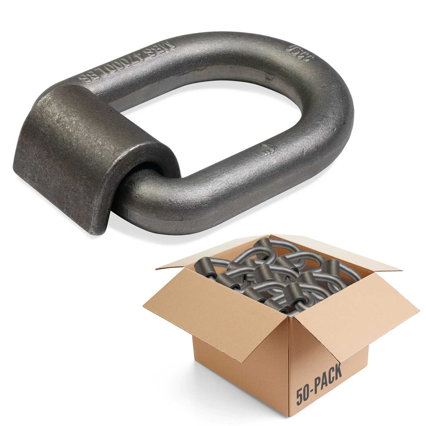 Long 1" Weldable D-Ring with Mounting Clip - 47,000 lbs. BS | 50-Pack