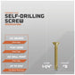 Self-drilling screw with specifications on a gray background