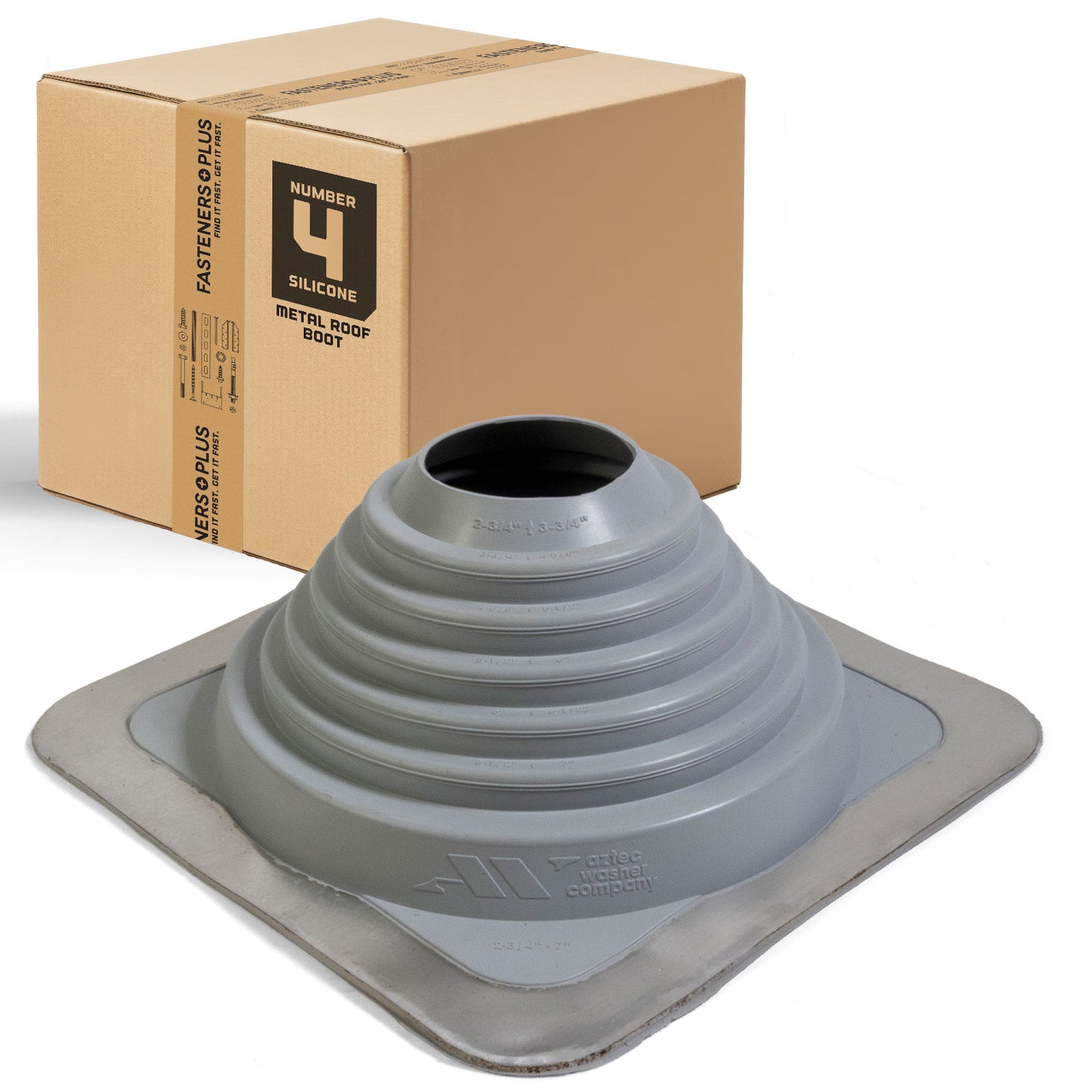 #4 Roofjack Square Silicone Pipe Flashing Boot for Metal Roof, Gray