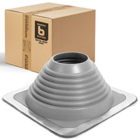 #6 Roofjack Square Silicone Pipe Flashing Boot for Metal Roof, Gray