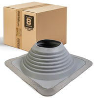 #8 Roofjack Square Silicone Pipe Flashing Boot for Metal Roof, Gray
