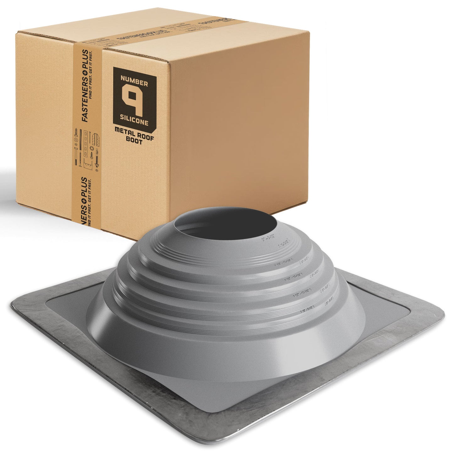 #9 Roofjack Square Silicone Pipe Flashing Boot for Metal Roof, Gray