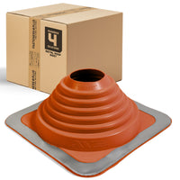 #4 Roofjack Square Silicone Pipe Flashing Boot for Metal Roof, Red