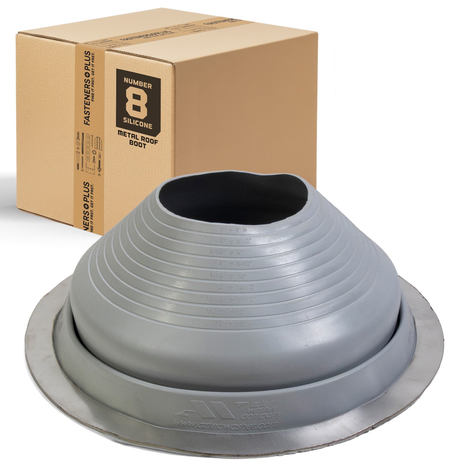 #8 Roofjack Round Silicone Pipe Flashing Boot for Metal Roof, Gray