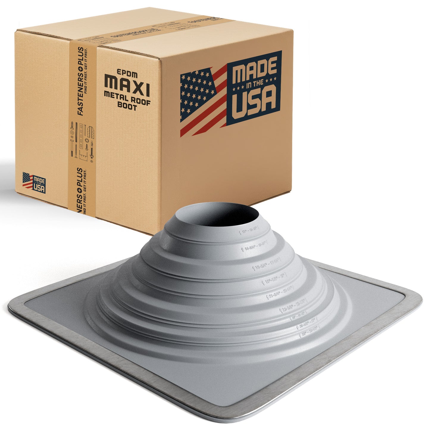 Maxi Roofjack Square EPDM Pipe Flashing Boot for Metal Roof, Gray