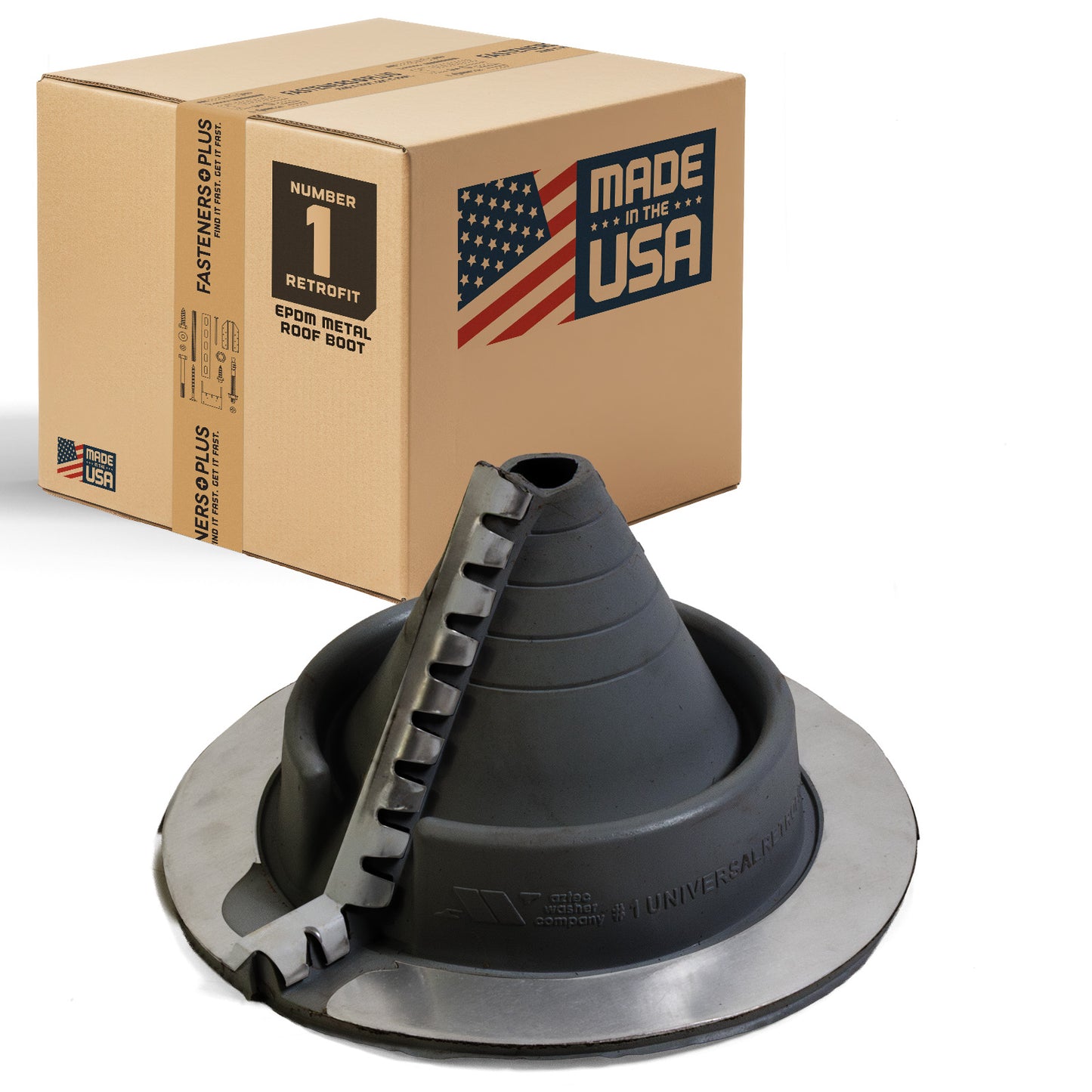 #1 Roofjack Round Retrofit EPDM Pipe Flashing Boot for Metal Roof, Black