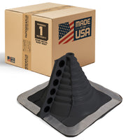 #1 Roofjack Retrofit Square EPDM Pipe Flashing Boot for Metal Roof, BLK