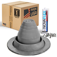#1 Round EPDM Metal Roof Pipe Boot w/Install Kit, Gray