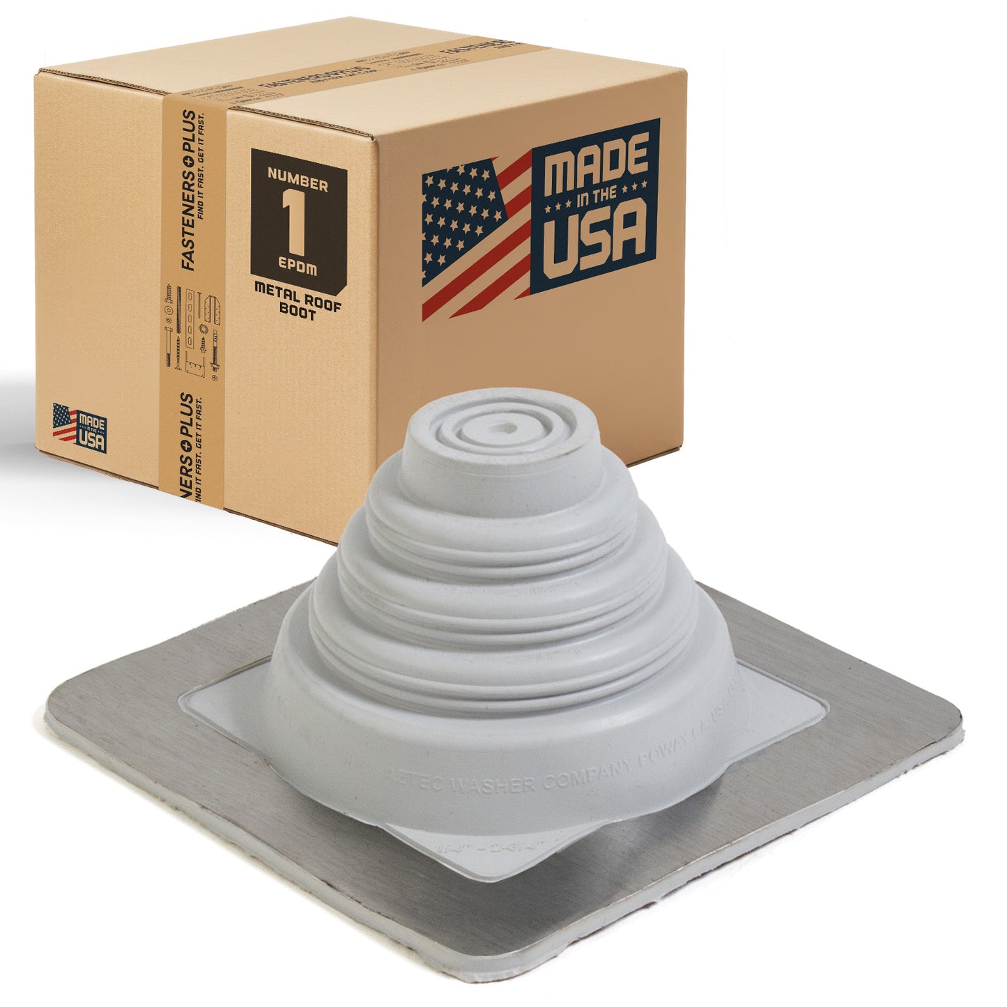 #1 Roofjack Square EPDM Pipe Flashing Boot for Metal Roof, White