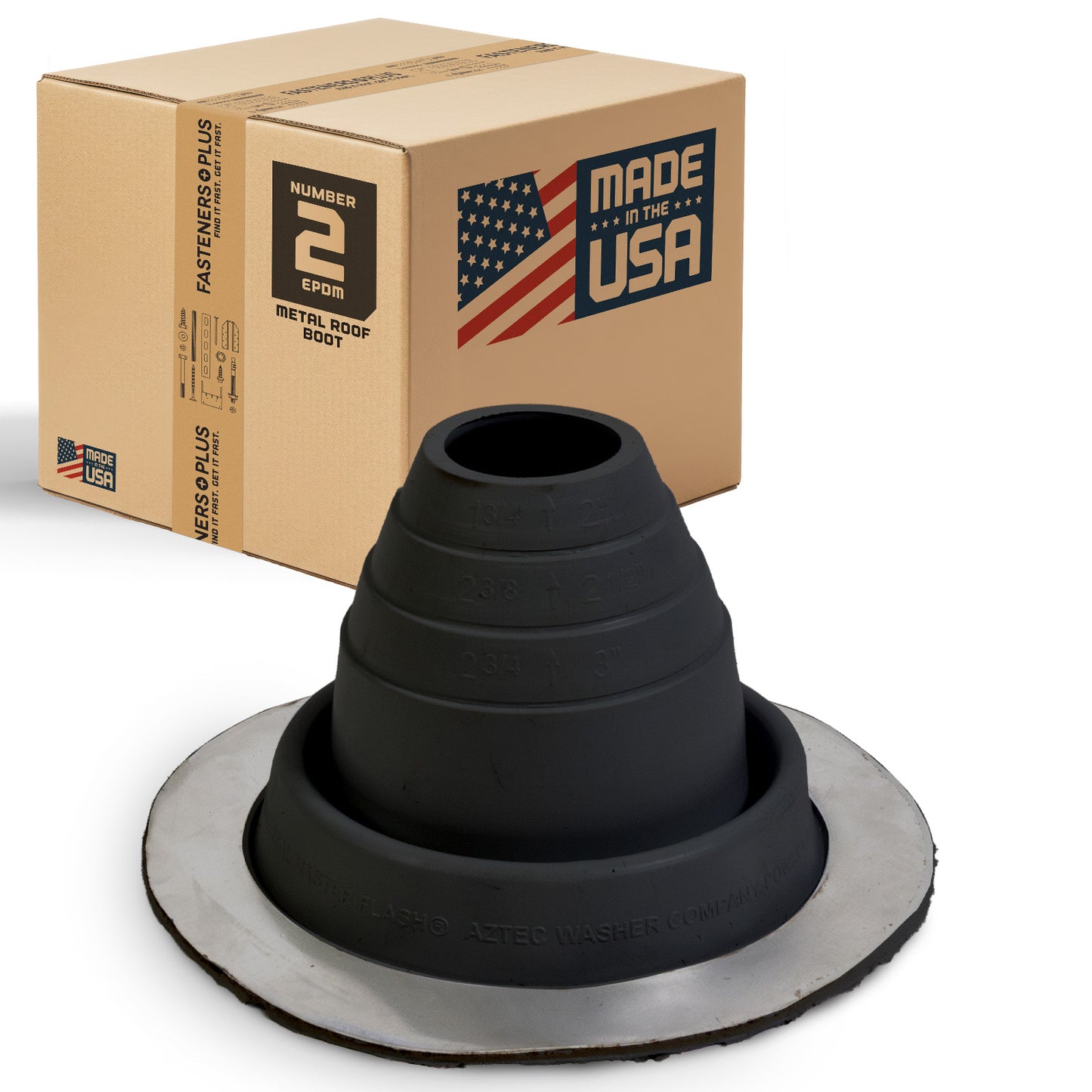 #2 Roofjack Round EPDM Pipe Flashing Boot for Metal Roof, Black
