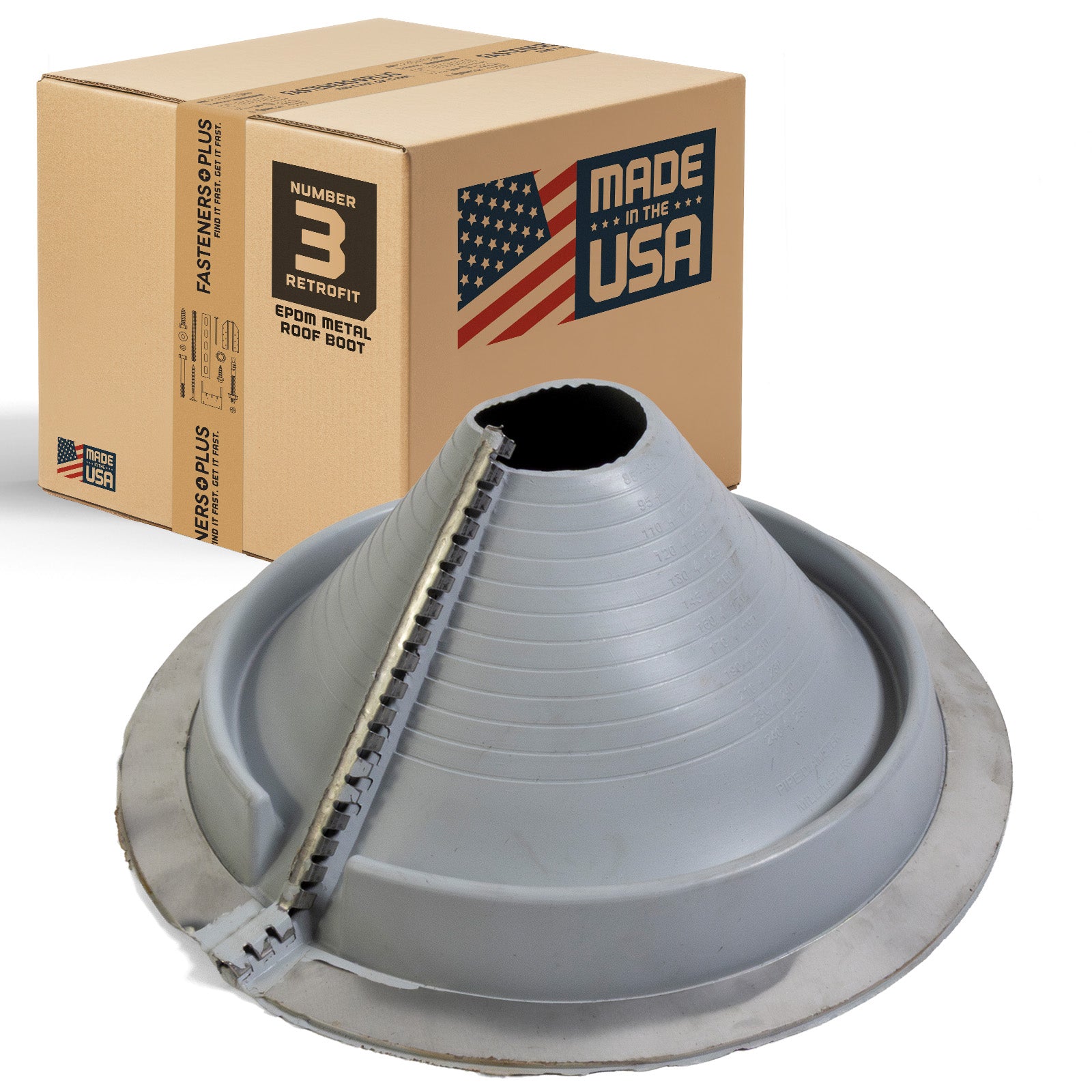 #3 Roofjack Round Retrofit EPDM Pipe Flashing Boot for Metal Roof, Gray