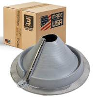 #3 Roofjack Round Retrofit EPDM Pipe Flashing Boot for Metal Roof, Gray