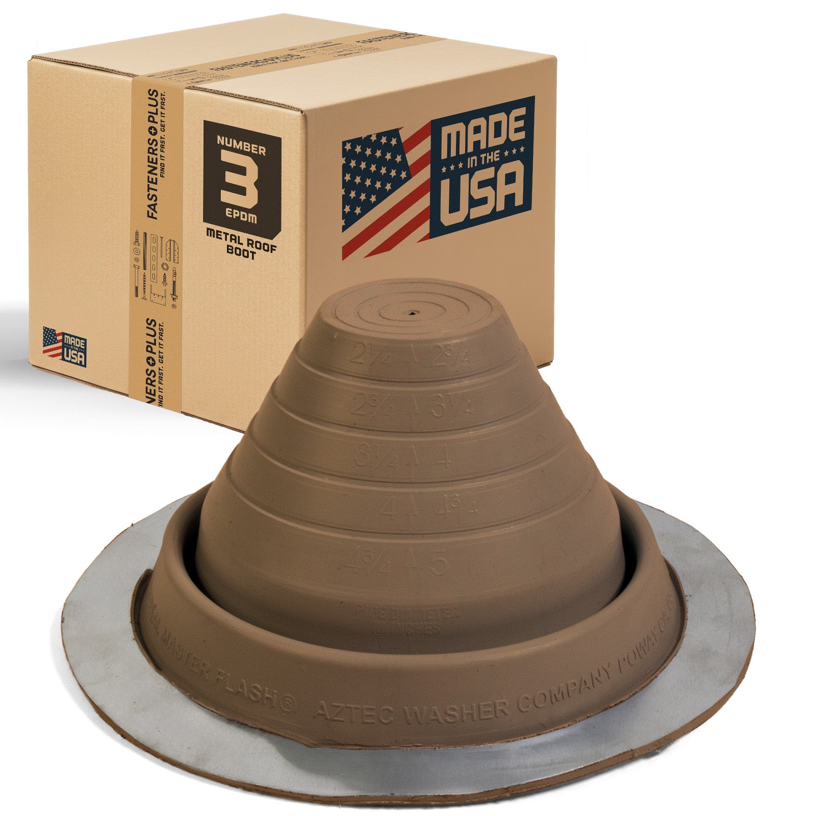 #3 Roofjack Round EPDM Pipe Flashing Boot for Metal Roof, Terra Cotta