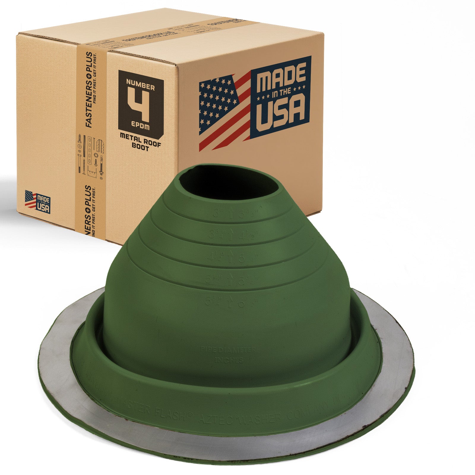 #4 Roofjack Round EPDM Pipe Flashing Boot for Metal Roof, Dark Green