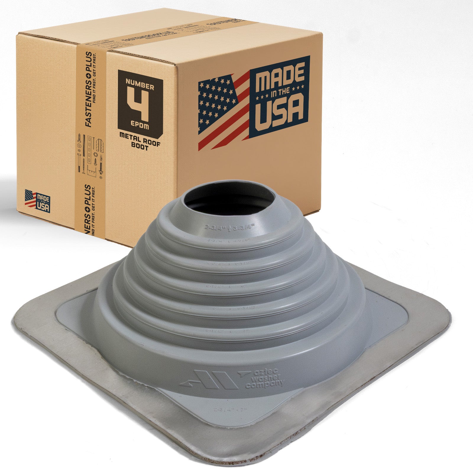  #4 Roofjack Square EPDM Pipe Flashing Boot for Metal Roof, Gray