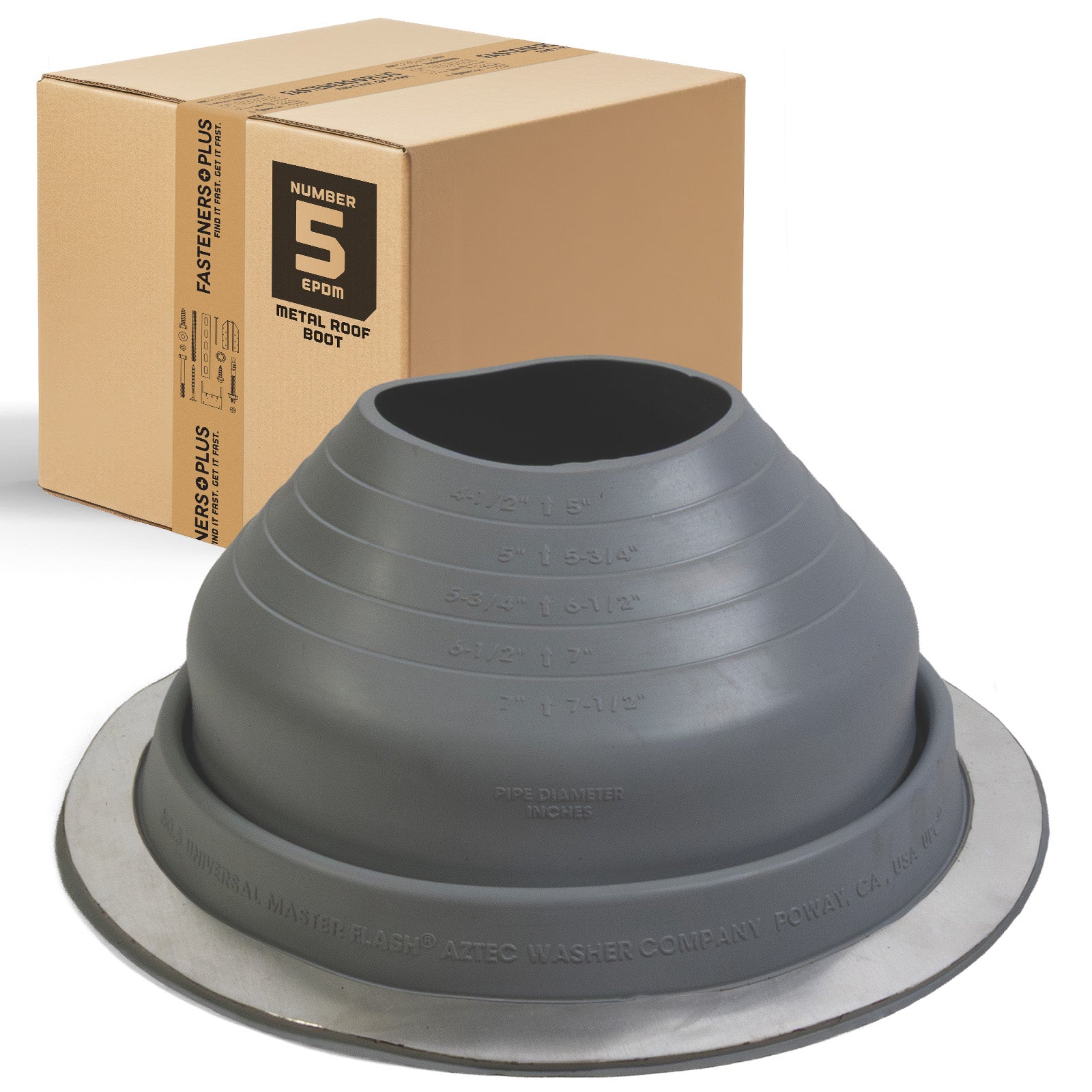 #5 Roofjack Round EPDM Pipe Flashing Boot for Metal Roof, Dark Gray