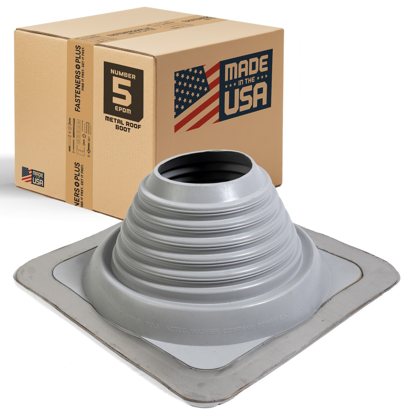 #5 Roofjack Square EPDM Pipe Flashing Boot for Metal Roof, Gray