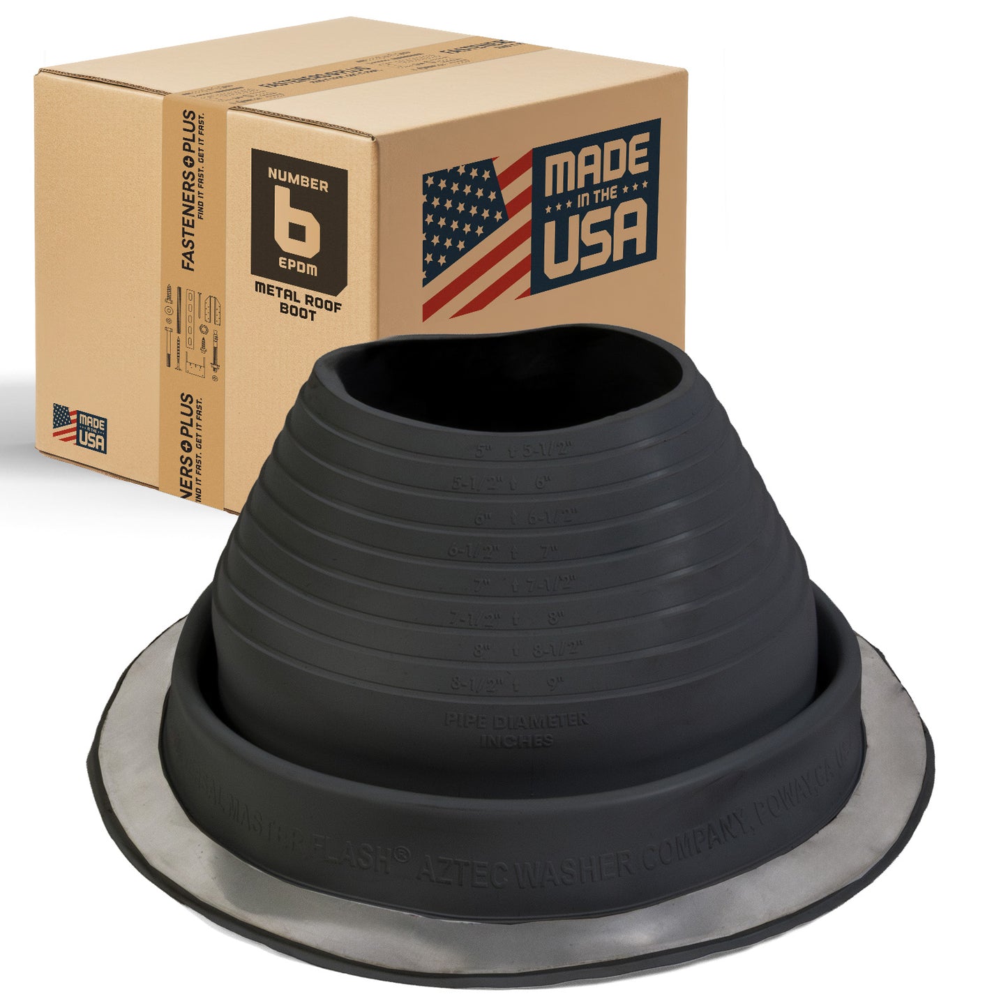 #6 Roofjack Round EPDM Pipe Flashing Boot for Metal Roof, Black