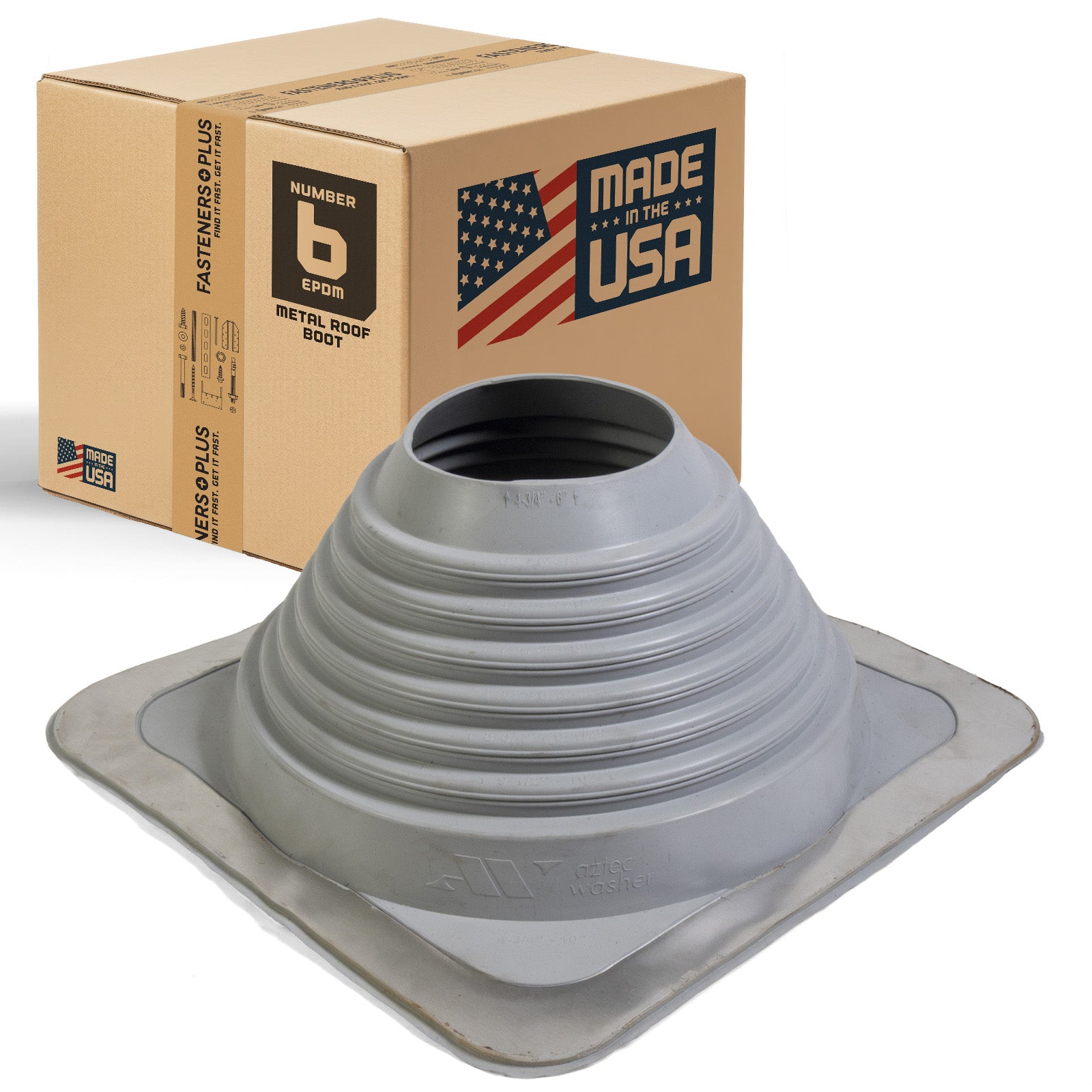 #6 Roofjack Square EPDM Pipe Flashing Boot for Metal Roof, Gray