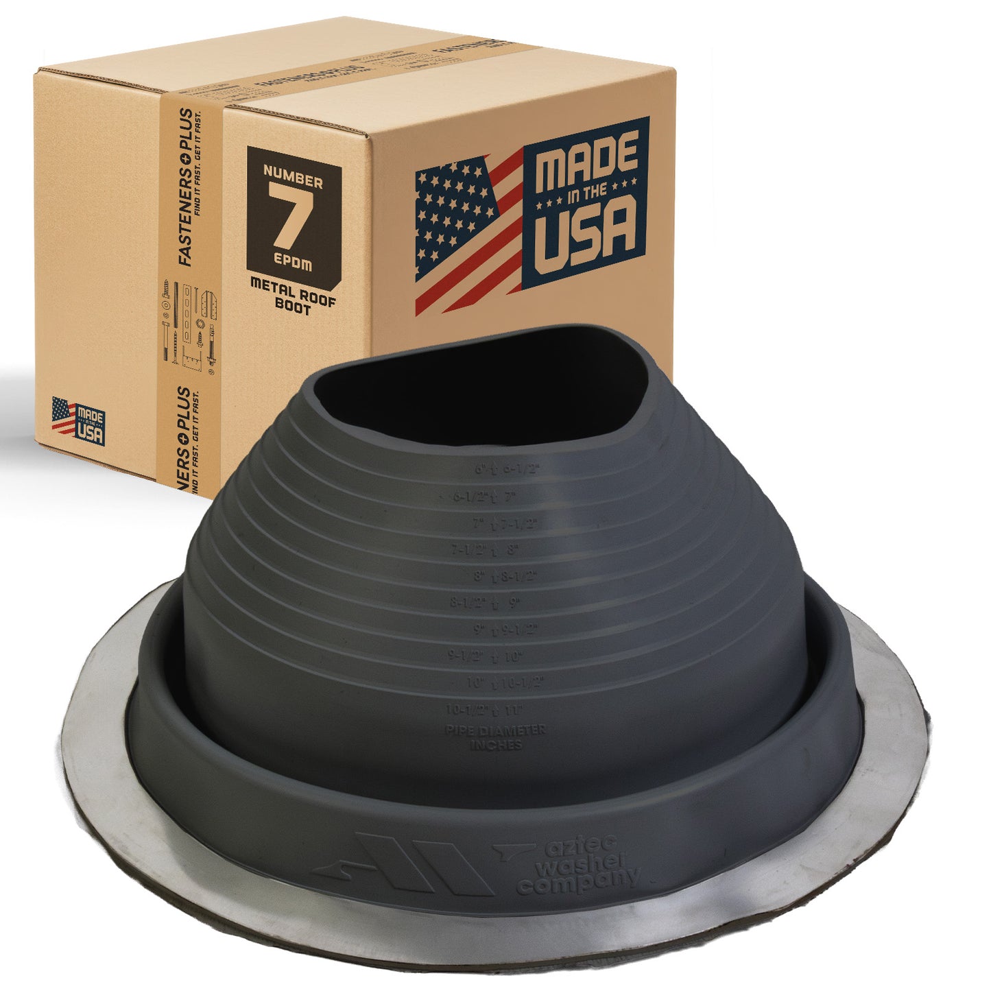 #7 Roofjack Round EPDM Pipe Flashing Boot for Metal Roof, Black