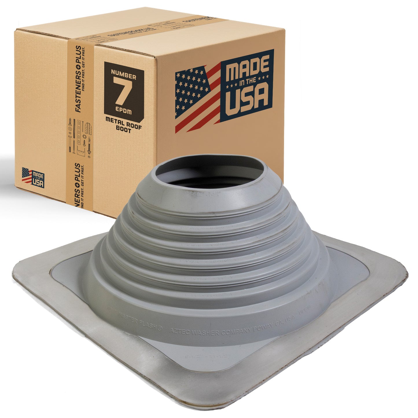 #7 Roofjack Square EPDM Pipe Flashing Boot for Metal Roof, Gray
