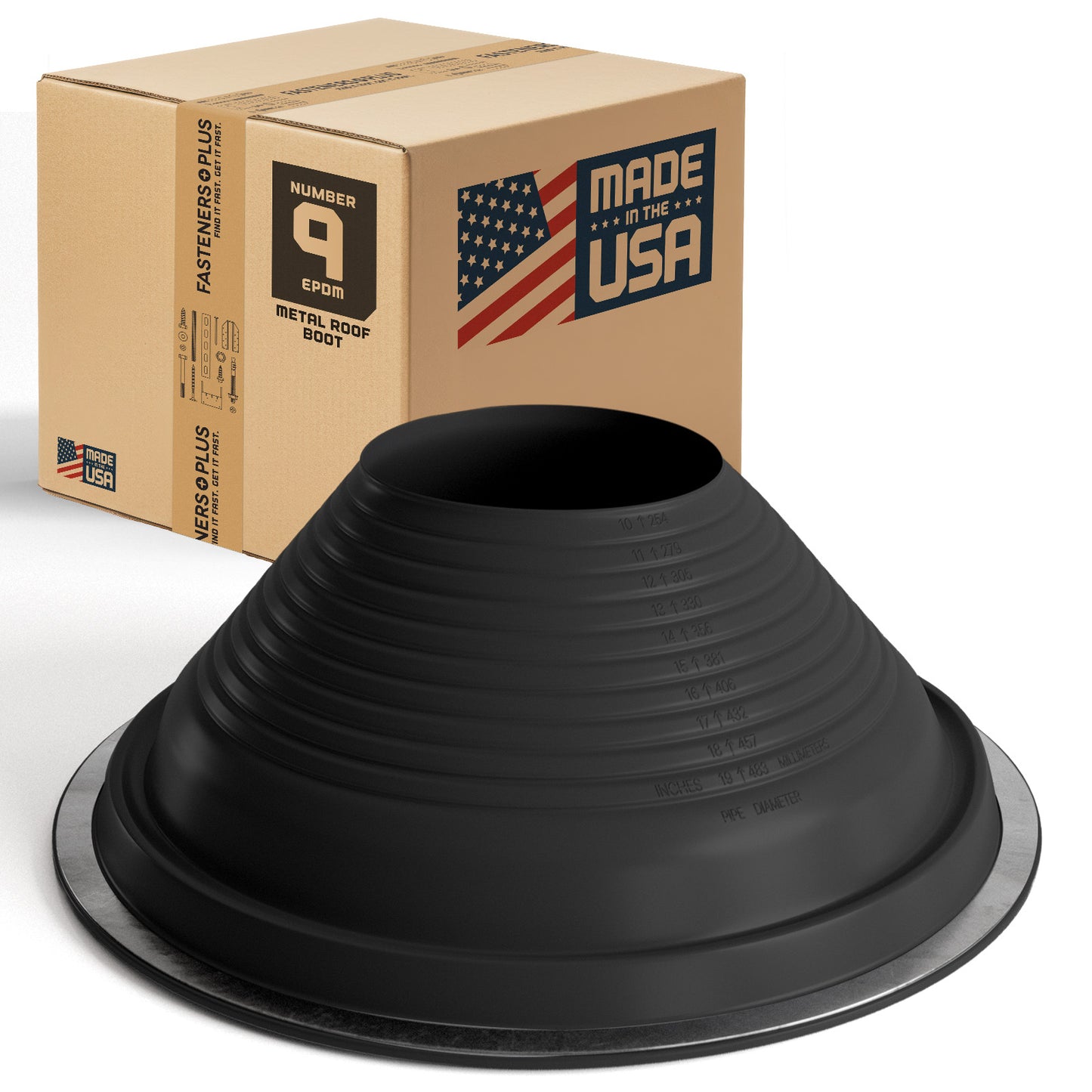 #9 Roofjack Round EPDM Pipe Flashing Boot for Metal Roof, Black