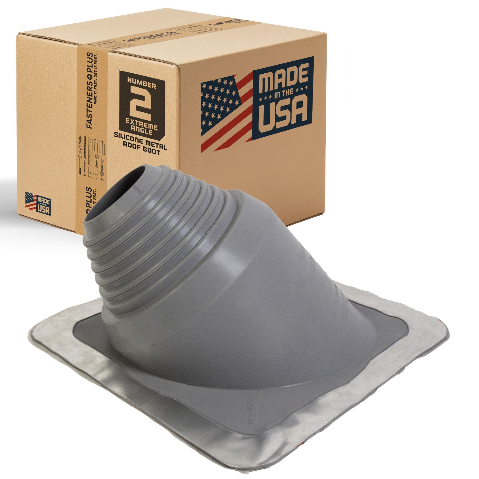 #2 Roofjack Extreme Angle Silicone Pipe Flashing Boot for Metal Roof, Gray