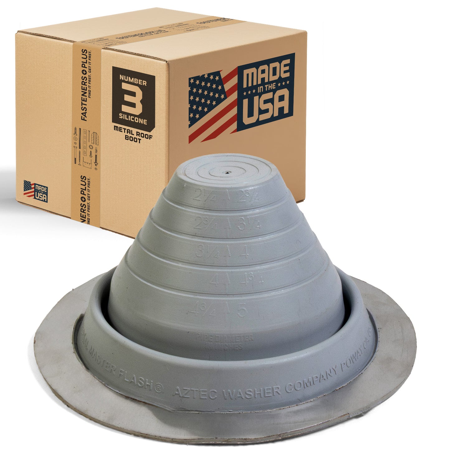 #3 Roofjack Round Silicone Pipe Flashing Boot for Metal Roof, Gray