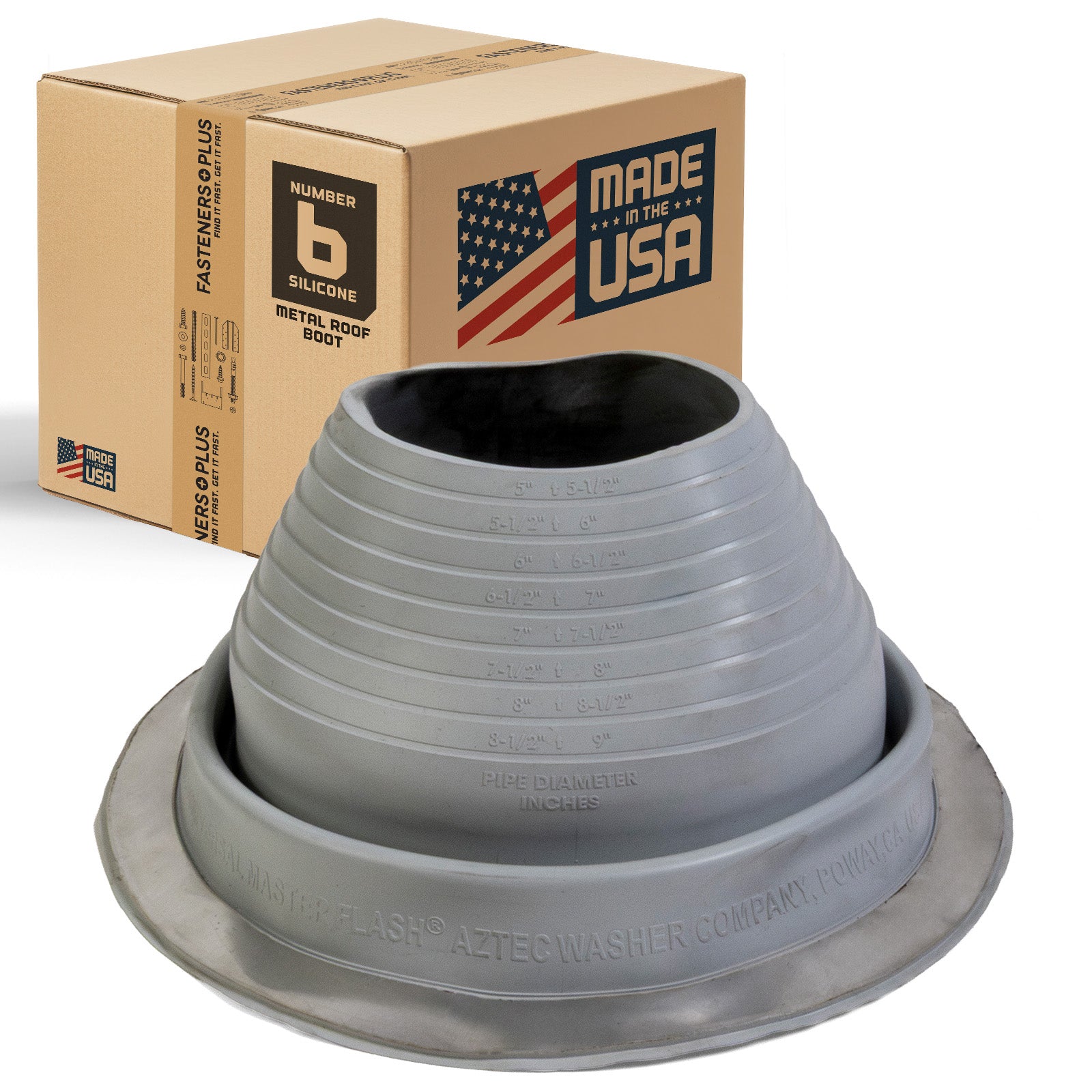 #6 Roofjack Round Silicone Pipe Flashing Boot for Metal Roof, Gray